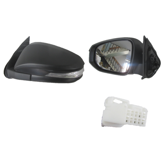 Left Front Door Mirror for Toyota Hilux, Black Electric with IND without Auto Fold (5/2015 to 11/2025)