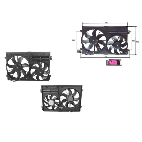 Radiator Fan Assembly for Volkswagen Caddy (2/2005 to 8/2010), Part 62053